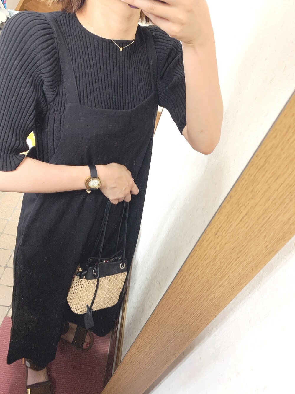 「ワンピース、おしゃれさんと繋がりたい、大人女子、サンダル、きれいめカジュアル」｜「suicokeの【SUICOKE】 別注CEL-VPO2◆（サンダル、ブラウン系）」を使った、みむさん（レディース・156cm）の夏コーディネートの1枚目の写真