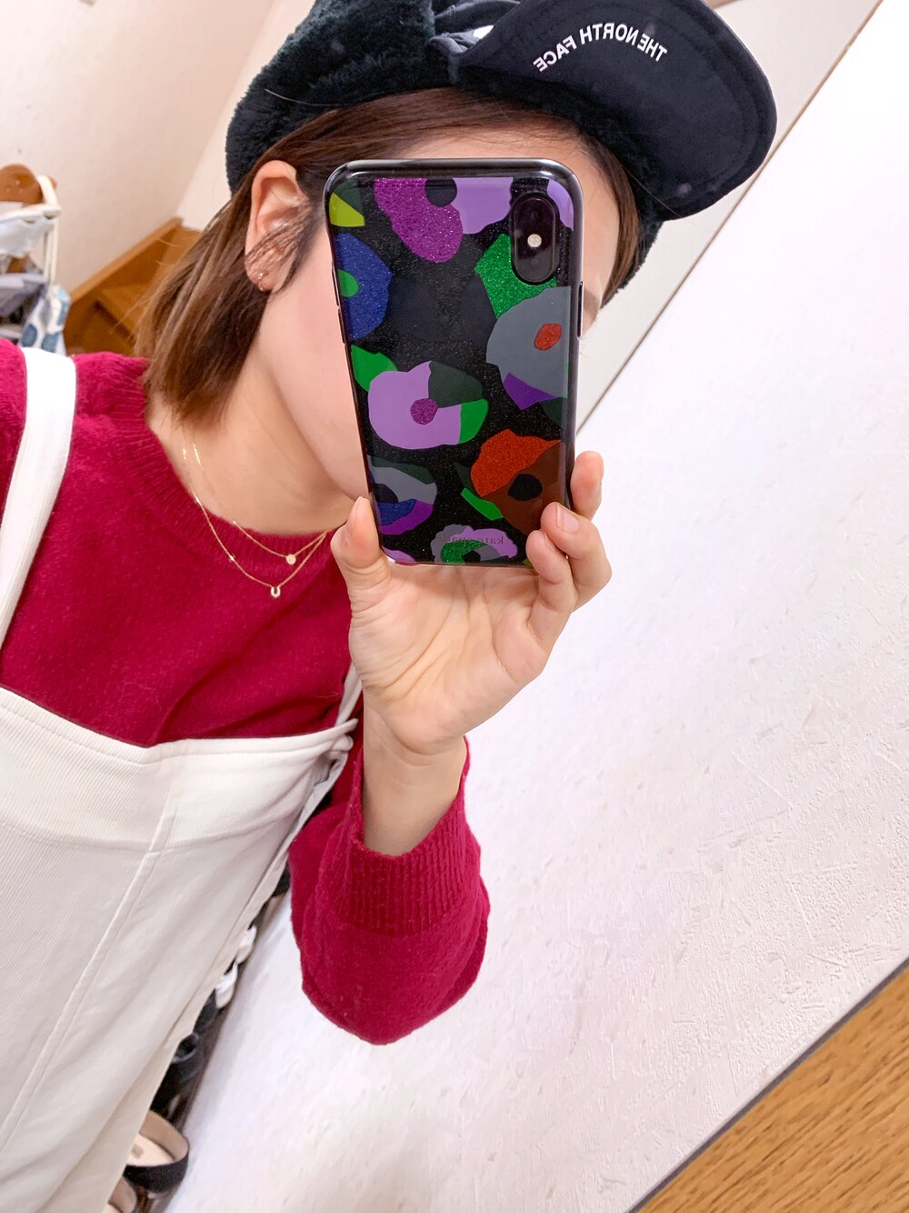 「低身長女子、ザノースフェイス、休日スタイル、おしゃれさんと繋がりたい、カジュアル」｜「THE NORTH FACEのTHE NORTH FACE / Expedition Cap（キャップ、ブラック系）」を使った、みむさん（レディース・156cm）の冬コーディネートの1枚目の写真