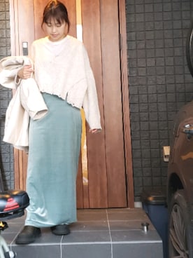 「ベロアスカート」｜「アイテム（ブルゾン）」を使った、☺S☺さん（レディース・157cm）の冬コーディネート