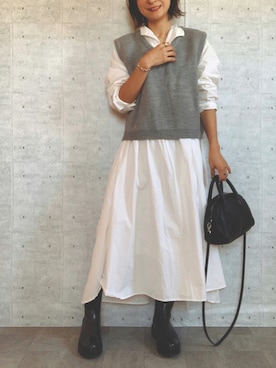 「rectangle（レクタングル）のアイテム（シャツワンピース）」を使った、Haru☆さん（レディース・153cm）の秋コーディネート