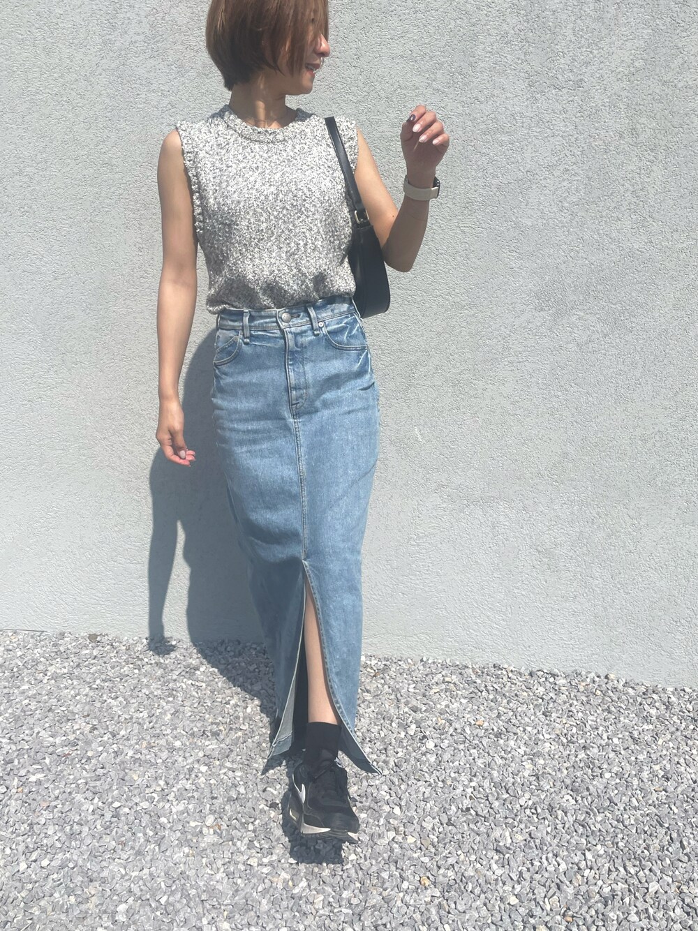 美品✨YANUK フロントスリットロング スカートXSサイズ ヤヌーク YANUK スカート 「YANUK」スリットロングデニムスカート-CMF