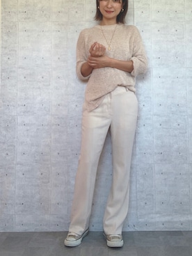 「ベージュスニーカー」｜Haru☆さん（レディース・153cm）の秋コーディネート