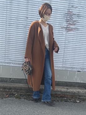「センタープレスパンツ」｜「アイテム（ブーツ）」を使った、Haru☆さん（レディース・153cm）の冬コーディネート