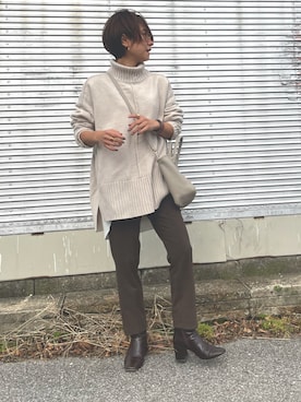 「Whim Gazette（ウィムガゼット）のアイテム（トップス）」を使った、Haru☆さん（レディース・153cm）の冬コーディネート