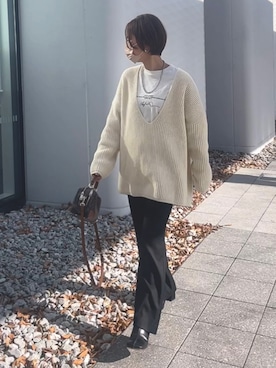 「Vネック」｜Haru☆さん（レディース・153cm）の冬コーディネート