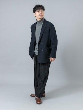 「URBAN RESEARCH ROSSO（アーバンリサーチロッソ）のクラシックダブルジャケット（テーラードジャケット、ブルー系）」を使った、horiguchiさん（メンズ・172cm）の秋コーディネート