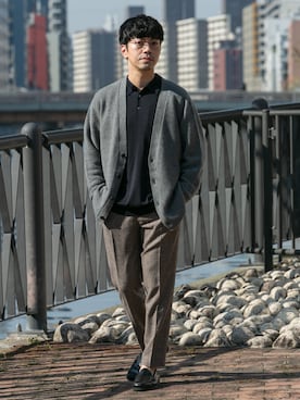 「アイテム（カーディガン/ボレロ）」を使った、horiguchiさん（メンズ・172cm・30代）の冬コーディネート