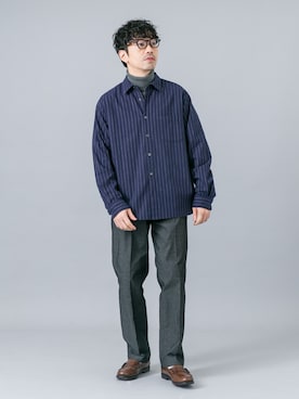 「URBAN RESEARCH ROSSO（アーバンリサーチロッソ）の『抗菌/防臭』アーバンリラックスフランネルシャツ（シャツ/ブラウス、ブルー系）」を使った、horiguchiさん（メンズ・172cm）の秋コーディネート