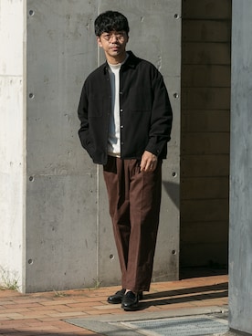 「アイテム（スラックス）」を使った、horiguchiさん（メンズ・172cm・30代）の冬コーディネート