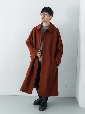 「アイテム（ステンカラーコート）」を使った、horiguchiさん（メンズ・172cm・30代）の冬コーディネート