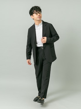 「URBAN RESEARCH ROSSO MEN（アーバンリサーチロッソメン）の『XLサイズあり』Air Stretch イージーセットアップ（セットアップ、ブラック系）」を使った、horiguchiさん（メンズ・172cm）の春コーディネート