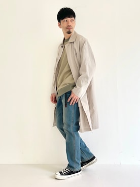 「URBAN RESEARCH」｜「アイテム（ステンカラーコート）」を使った、horiguchiさん（メンズ・172cm）の春コーディネート