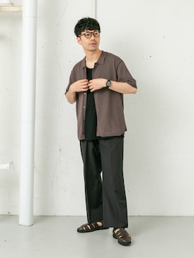 「URBAN RESEARCH ROSSO MEN（アーバンリサーチロッソメン）の『UR TECH』AIRDRY半袖ポロカーディガン（カーディガン/ボレロ、グレー系）」を使った、horiguchiさん（メンズ・172cm）の春コーディネート