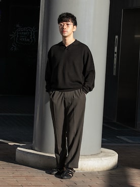 「URBAN RESEARCH ROSSO MEN（アーバンリサーチロッソメン）の『セットアップ対応』ドライイージーワイドスラックス（スラックス、グレー系）」を使った、horiguchiさん（メンズ・172cm）の春コーディネート