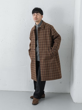 「アイテム（ステンカラーコート）」を使った、horiguchiさん（メンズ・172cm・30代）の冬コーディネート