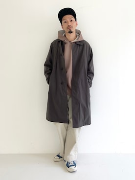 「URBAN RESEARCH」｜「アイテム（ステンカラーコート）」を使った、horiguchiさん（メンズ・172cm）の春コーディネート