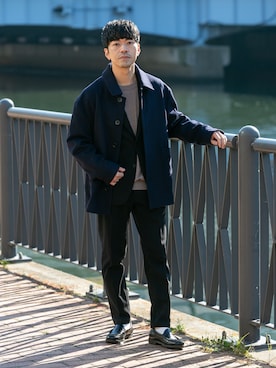 「アイテム（ピーコート）」を使った、horiguchiさん（メンズ・172cm）の秋コーディネート