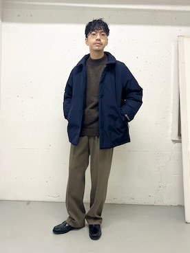 「URBAN RESEARCH ROSSO MEN（アーバンリサーチロッソメン）のハミルトンラムズウールモックネックニット（ニット/セーター、ブラウン系）」を使った、horiguchiさん（メンズ・172cm）の秋コーディネート