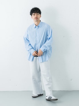 「URBAN RESEARCH（アーバンリサーチ）のdDdDdDd　DAY 6 LONG-SLEEVE SHIRTS（シャツ/ブラウス、ブルー系）」を使った、horiguchiさん（メンズ・172cm）の夏コーディネート
