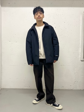 「URBAN RESEARCH ROSSO MEN（アーバンリサーチロッソメン）のハイクオリティシルケットスウェット（スウェット、ホワイト系）」を使った、horiguchiさん（メンズ・172cm）の秋コーディネート