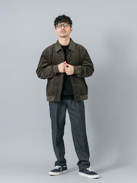 「URBAN RESEARCH ROSSO（アーバンリサーチロッソ）の『イージーケア』コットンカシミヤモックネックニット（ニット/セーター、ブラック系）」を使った、horiguchiさん（メンズ・172cm）の秋コーディネート