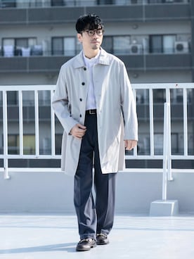 「アイテム（ステンカラーコート）」を使った、horiguchiさん（メンズ・172cm）の冬コーディネート