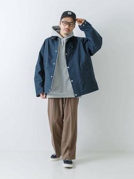 「Barbour（バブアー）のアイテム（ナイロンジャケット）」を使った、horiguchiさん（メンズ・172cm）の冬コーディネート