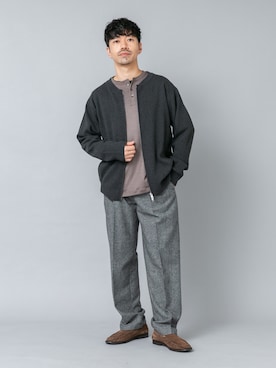 「URBAN RESEARCH ROSSO MEN（アーバンリサーチロッソメン）の『マシンウォッシャブル』コットンミラノリブニットジップブルゾン（ブルゾン、グレー系）」を使った、horiguchiさん（メンズ・172cm）の秋コーディネート