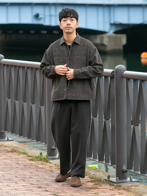 aricetocページ*° セール】ストレッチヘリンボーン1タックワイドスラックス（スラックス