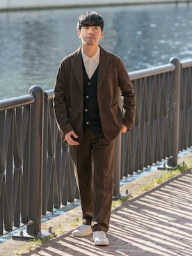 「アイテム（セットアップ）」を使った、horiguchiさん（メンズ・172cm）の秋コーディネート