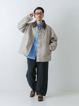 「Barbour（バブアー）のアイテム（ナイロンジャケット）」を使った、horiguchiさん（メンズ・172cm）の冬コーディネート