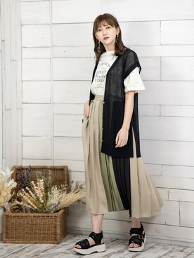 「しまむら（シマムラ）のアイテム（ステンカラーコート）」を使った、プチプラのあやさん（レディース・167cm）の春コーディネート