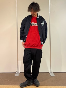 「SPINNS（スピンズ）のアイテム（スタジャン）」を使った、Kenji Sugiyamaさん（メンズ・178cm）の春コーディネート