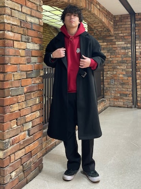 「SPINNS（スピンズ）のアイテム（トレンチコート）」を使った、Kenji Sugiyamaさん（メンズ・178cm）の冬コーディネート