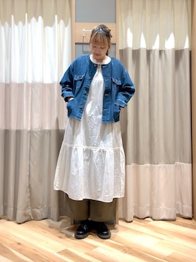 「サマンサ モスモス(Samansa Mos2)」｜「アイテム（デニムジャケット）」を使った、ミユ( ¨̮ )さん（レディース・170cm）の夏コーディネート