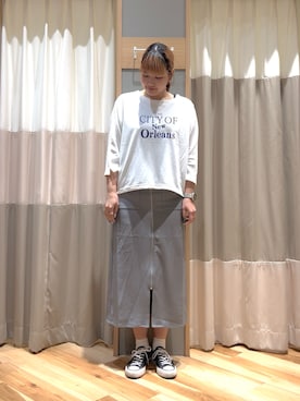 「Samansa Mos2 blue（サマンサモスモスブルー）のアイテム（トップス）」を使った、ミユ( ¨̮ )さん（レディース・170cm・20代）の夏コーディネート