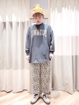 「Samansa Mos2 blue」｜「アイテム（ニットキャップ/ビーニー）」を使った、ミユ( ¨̮ )さん（レディース・170cm）の秋コーディネート