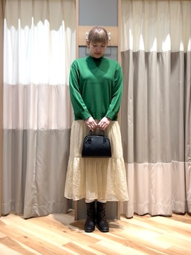 「Samansa Mos2 blue（サマンサモスモスブルー）のアイテム（トップス）」を使った、ミユ( ¨̮ )さん（レディース・170cm・20代）の秋コーディネート