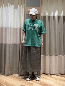 「アイテム（ハット、ホワイト系）」を使った、ミユ( ¨̮ )さん（レディース・170cm）の夏コーディネート