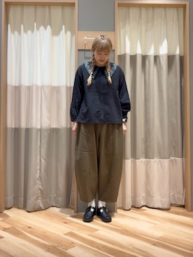 「Samansa Mos2（サマンサ モスモス）のエッグパンツ（その他パンツ）」を使った、ミユ( ¨̮ )さん（レディース・170cm）の秋コーディネート