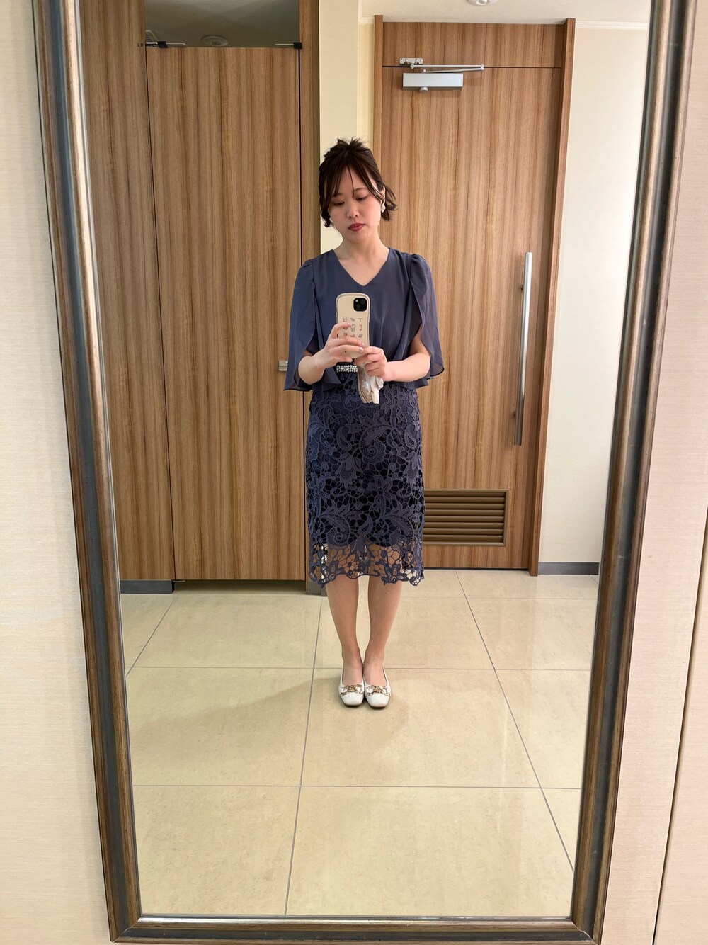 りんごよりさくらんぼ♥︎さんの「結婚式 ワンピース パーティー ドレス お呼ばれ 二次会 袖あり（DRESS PLUS）」を使ったコーディネートの1枚目の写真