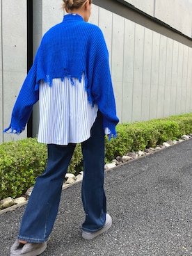「クロップドトップス」｜「アイテム（スリッポン）」を使った、Airiさん（レディース・163cm）の秋コーディネート