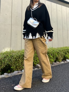 「ラインニット」｜Airiさん（レディース・163cm）の秋コーディネート