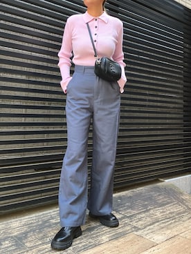 「襟付きトップス」｜「アイテム（ブーツ）」を使った、Airiさん（レディース・163cm）の秋コーディネート