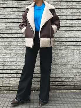 「ANAP（アナップ）のアイテム（ムートンコート）」を使った、Airiさん（レディース・163cm）の秋コーディネート