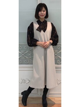 「ベスト×ワンピース」｜shizuka2154さん（レディース・163cm）の冬コーディネート