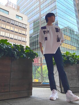 「G.O.C（ジーオーシー）のアイテム（Tシャツ/カットソー）」を使った、Taishi<300までフォロバ100%さん（メンズ・174cm）の春コーディネート