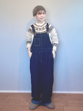 「ニット/セーター」｜「アイテム（オールインワン・サロペット）」を使った、ぐりすけさん（レディース・151cm）の冬コーディネート
