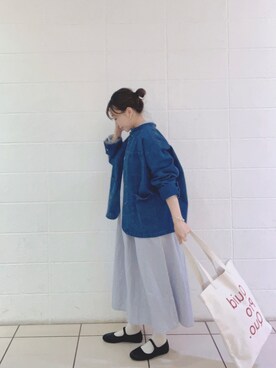 「アイテム（ワンピース/ドレス、ブルー系）」を使った、ぐりすけさん（レディース・151cm）の冬コーディネート