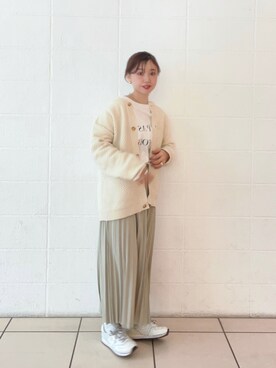 「ピスタチオ」｜「アイテム（ノーカラージャケット）」を使った、ぐりすけさん（レディース・151cm）の冬コーディネート